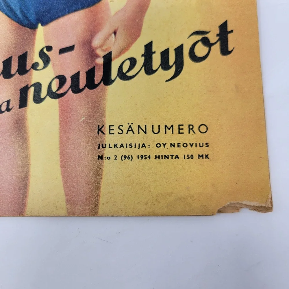 Vintage 1954 Virkkaus- ja neuletyöt Finnish Knitting Crochet‎ Fashion Magazine